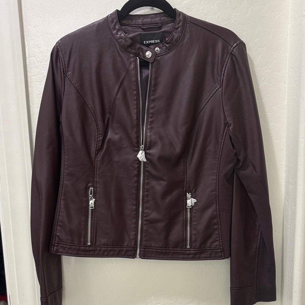 Express Women's Dark Burgundy Leather Jacket